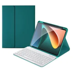 【人気商品】マグネット 分離式 カバー Bluetooth キーボード付き 10.5 10.2 iPad iPad 入力しやすい キーボード キーボード 球状くぼみ 収納 Pencil Apple ケース (深緑+白) iPadPro10.5 iPadAir3