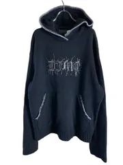 Dime ダイム 長袖ニットパーカー　ウールフーディ　ロゴフード付きニットパーカー　 ブラック M 【中古】 44827972