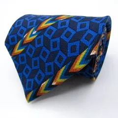 ミッソーニ ブランドネクタイ ストライプ柄 スクエア柄 シルク イタリア製 メンズ ネイビー Missoni 【中古】