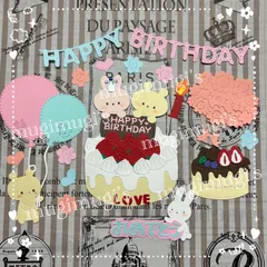 ダイカット バースデー アルバム素材