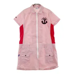 サイズ：LL FILA GOLF フィラゴルフ  半袖ワンピース シアサッカー ストライプ柄 レッド系 [240101310685] ゴルフウェア レディース ストスト