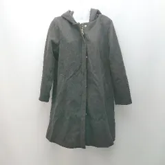 ■ GLOBAL WORK 厚手 冬物 アウター 無地 フード付き 長袖 コート サイズM ブラック レディース E  【1309250043669】