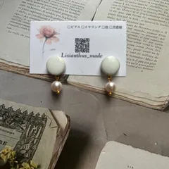 471.美濃焼と上品小粒パールの耳飾り