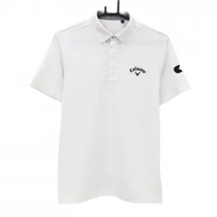 ★SALE価格★【美品】キャロウェイ 半袖ポロシャツ 白 ロゴネイビー ボタンダウン シンプル メンズ M ゴルフウェア 2024年モデル Callaway