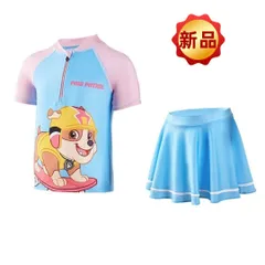 ✨新品✨ パウパトロール 水着 女の子 セパレート スカート付き 半袖ラッシュガード UVカット スイムウェア かわいい 青×ピンク 100cm 110cm 120cm キッズ 子供用 水遊び プール 海
