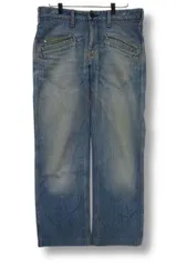 ☆◇ ARMANI JEANS アルマーニ ジーンズ ストレートデニムパンツ ヴィンテージ加工 ユーズド加工  インディゴ ボトムス  W32 ■管理番号L28294SSS25-241117-1K（990）