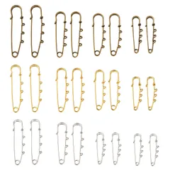 Beadthoven 約44本 50~70mm 3色 安全ピン ブローチピン キルトピン 3カン付き ステンレス製 カブトピン ストールピン ブローチ金具 アクセサリーパーツ DIY ハンドメイド ファッション小物 手芸材料 手作り素材 クラフト用品