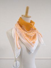 【新品未使用】destin COT CARRE BANDANA デスティン コットン カレ バンダナ ITALY スカーフ ストール オレンジ