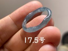 L13-78 氷種 竹節 リング 氷青 17.5号 グアテマラ産 A貨 本翡翠 くりぬき