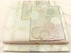 型押し風 全通 袋帯 金彩 ふくれ織 アンティーク調 正絹 Q645 型押し風 全通 袋帯 金彩 ふくれ織 アンティーク調 正絹 Q645