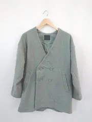 ◇ KBF ケービーエフ 無地 ノーカラー Vネック ベーシック 長袖 コート サイズONE グリーン系 レディース E  【1310300036432】