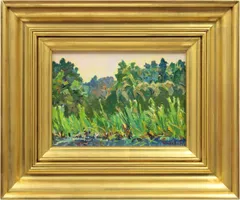 ☆中村善作☆「支笏湖」水彩画 色紙 ☆中村善作☆「支笏湖」水彩画