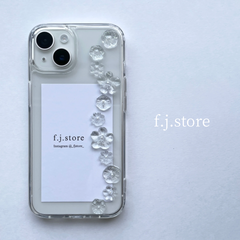 iPhoneケース　ハンドメイド　クリアラメ　フラワー　透明　トレカ　推し活　レジン　iPhone14