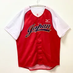 古着　美品　mizuno　ミズノ　Lapan　ラパン　半袖ユニフォーム　ユニセックス　Lサイズ　Vネック　ドライ　レッド　赤　ホワイト　白　女子ソフトボール　日本代表