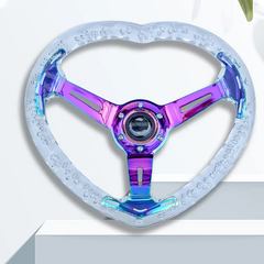 【クリア バブル】ハート ステアリング アクリル ネオクローム かわいい 水泡 水中花