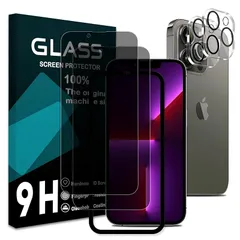 対応 iPhone 13 Pro Max ガラスフィルム 覗き見防止【2+2枚セット- 国産旭硝子素材】iPhone13ProMax フィルム のぞき見防止(2枚) + レンズ保護フィルム (2枚) ガイド枠付き アイホン 13プロ マックス 保護フィルム