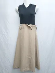 ◇ ◎ ⊂ And Couture アンドクチュール ノースリーブ 膝下丈 ワンピース サイズ38 ブラック ベージュ レディース P  【1410160019061】