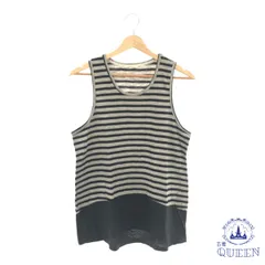 ☆美品☆ no jean トップス タンクトップ ゆったり ノースリーブ レディース グレー ネイビー ボーダー M 901-1181 送料無料 古着