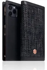 ★SLGレザーダイアリーケース iPhone 12 Pro Max、D5 Editionカーフスキン レザー、カード収納が可能な手帳型ケース、ハンドメイド工法、iPhone 12 Pro Max (ブラック)