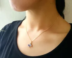 ネックレス 　バタフライ　蝶　スワロフスキー ルビー ブルーシンプル