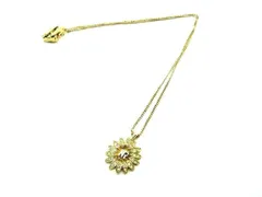 ■美品■ NINA RICCI ニナリッチ ラインストーン フラワー ネックレス ペンダント アクセサリー レディース ゴールド系 DF1554