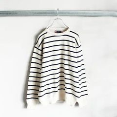ビンガムトンニッティングカンパニー トップス コットン ユニセックス Binghamton Knitting Company Striped Crew