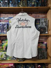 【US古着】Harley-Davidson Logo Zip Up Vest | ハーレーダビッドソン 刺繍ロゴ ジップアップベスト ホワイト M~Lのサムネイル