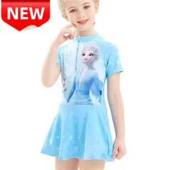 ✨新品✨アナと雪の女王 エルサ 子供用水着 ワンピース型 UVカット機能付き 女の子 キッズ 夏 海水浴 プール 可愛い ディズニー キャラクター 100 110 120 130 サイズ豊富 速乾素材