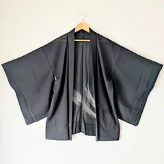 Japanese Vintage Haori Black "Ro" Sheer fabric Silk Kimono Jacket Old-ⅽloth 羽織 正絹 黒 絽 夏羽織 古布 時代布 一点物 大正浪漫 和洋折衷