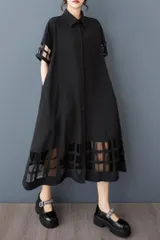 新品 2026新作 モード系　大きいサイズ ワンピース　シアー  メッシュ　レディース 春夏　 新品 半袖　個性