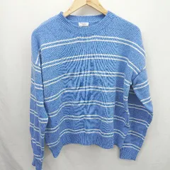 ◇ ⊇ LOWRYSFARM ローリーズファーム ボーダー柄 シンプル系 長袖 ニットウェア サイズＦ ブルー系 レディース メンズ E  【1507160023355】