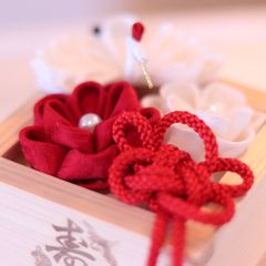 鶴とお花のリングピロー　リングピロー　　結婚式　ウェディング　リングピロー　和式　花