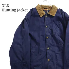 【雰囲気抜群】ハンティングジャケット コーデュロイ襟 ネイビー フェード 古着