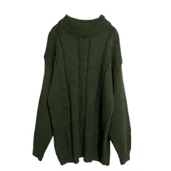 CLOSE KNIT アクリル ハイネック ケーブルニット セーター S オリーブ 厚手 古着卸 アメリカ仕入 a612-7267