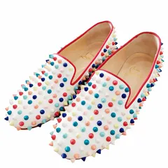 クリスチャンルブタン Christian louboutin ROLLING SPIKES ローリングスパイク マルチスタッズ オペラシューズ ローファー 白 ホワイト マルチカラー 37 約24.0cm 1208のサムネイル