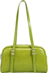 Lapimou 横長バッグ ボストンバッグ ハンドバッグ 肩掛けバッグ ショルダーバッグ ワンショルダーバッグ レディース 斜めがけ シルバー a4 大きめ 大容量 人気 トレンド おしゃれ かわいい パーティ(グリーン)