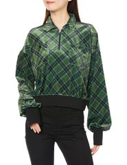 [エックスガール] シャツ TARTAN PLAID ANORAK SHIRT レディース オリーブ