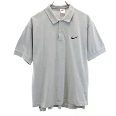 ナイキ 90s 00s 白タグ オールド 半袖 ポロシャツ M グレー NIKE 鹿の子 メンズ 古着 【240326】