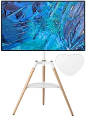 特価　家用 棚板付き 天然木 耐荷重32KG 展示用 テレビマウント 高さ無段階調節 VESA規格 高さ無段階調節 自立型 コーナー 組み立て簡単 32-65インチ対応 三脚TVスタンド テレビスタンド ホワイト イーゼル Fydeamer