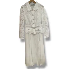 美品 self-portrait セルフポートレイト フラワーレースプリーツドッキングワンピース レース プリーツ エレガント 上品 お呼ばれ ホワイト 白 Mサイズ レディース 夏 ゴーゴー古着セントラルパーク名古屋店NO.989