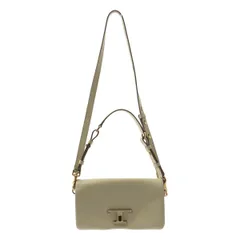 TOD'S / トッズ | レザー T タイムレス フラップ  ショルダーバッグ | ベージュ | レディース