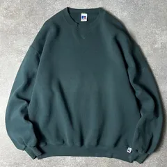 90s USA製 RUSSELL 無地 前V スウェット トレーナー XL / 90年代 アメリカ製 オールド ラッセル 裏起毛 グリーン スエット