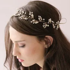 ヘッドドレス ウェディング 髪飾りヘアアクセ 花 結婚式 パーティー和装 ダンス お呼ばれ リボン パール クリップ シンプル 大人向け 発表会 フォーマル アンティーク イベント 演奏会 高級 参列 人気 紐  細い まとめ髪  夜 ヨル キャバ嬢 H81