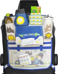 Mare GooDs MareGooDs シートバックポケット 車 収納ポケット ドリンクホルダー ティッシュ 子供用 車内収納袋 助手席 荷物入れ 防汚(ブルー)