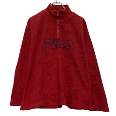 FILA フリースジャケット XL レッド フィラ ハーフジップ ビッグサイズ ワンポイント ロゴ アウトドア 古着卸 アメリカ仕入 a611-8388