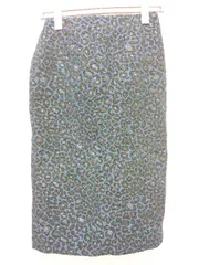 ◇ INDIVI インディヴィ レオパード 膝下丈 タイト スカート サイズ38 ブラック ブルー レディース P  【1408200006560】