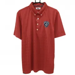 【新品】フィラ 半袖ポロシャツ レッド アーガイル地模様 ボタンダウン 吸汗速乾  メンズ LL ゴルフウェア FILA GOLF