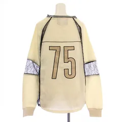 エディフィス EDIFICE Paris Saint Germain パリサンジェルマン 25SS SATIN LACE GAME TOPS サテンレースゲームトップス カットソー 長袖 クルーネック ワッペン S アイボリー 黒