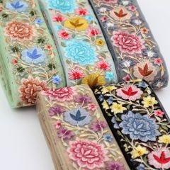 インド刺繍リボン [全 5タイプ] [長さ約30cmカット] [幅7.5cm] tri-1