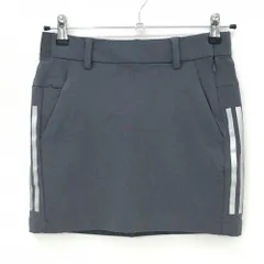★SALE価格★【超美品】アディダス スカート グレー×ライトグレー サイド3ライン 後ろウエストゴム  レディース J/S ゴルフウェア adidas